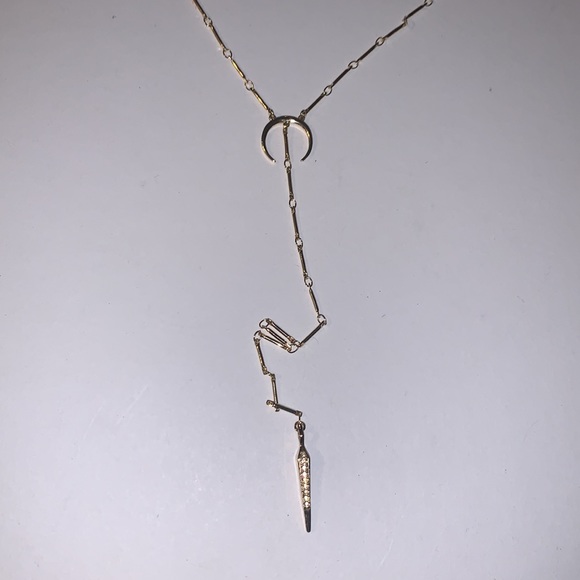 Luv AJ Gold Tone Pave CZ pendant Lariat Necklace - Picture 10 of 16